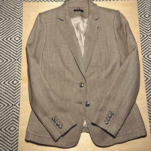 Tommy Hilfiger Blazer Womens 6 Beige Textured Metallic Two Button Lined Jacket